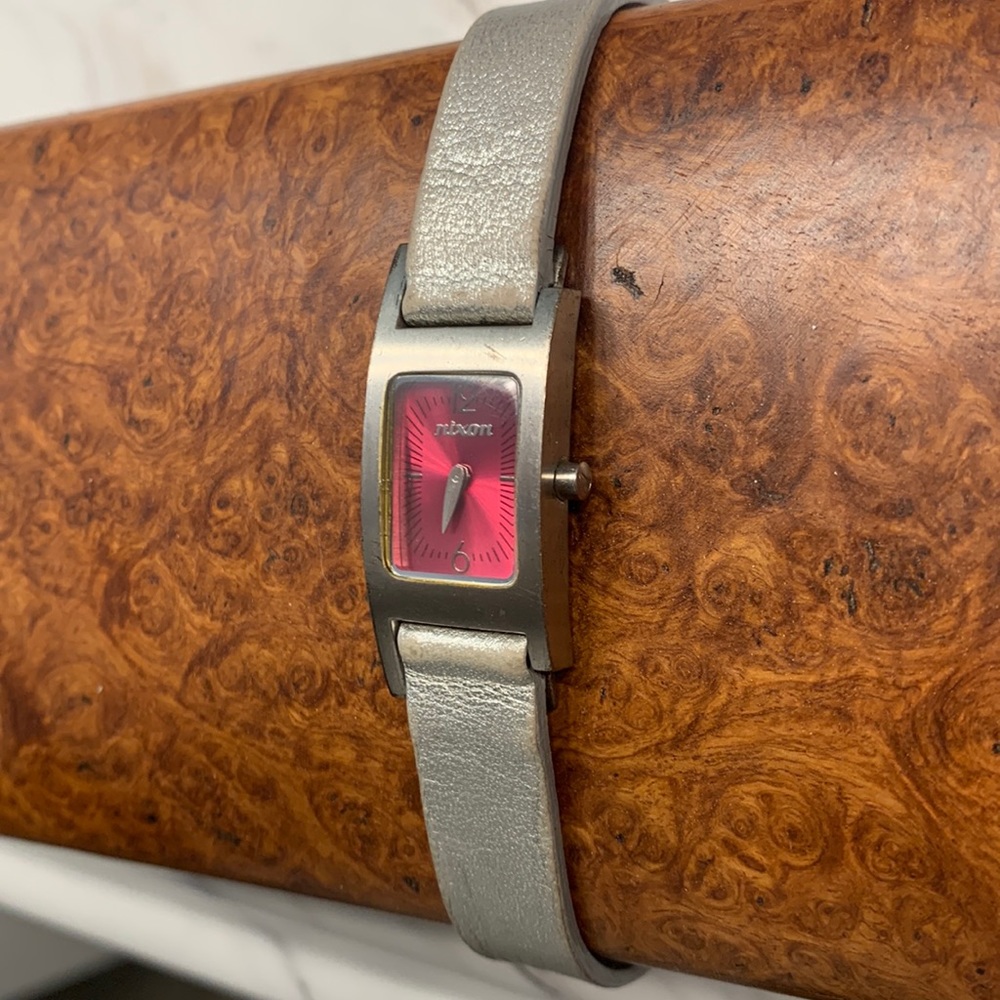 Nixon Women's Watch- The Wrap- Leather Band- Stainless Face- Pink Silver